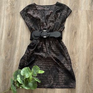 Guess Black & Purple Dress with Belt, Size Small